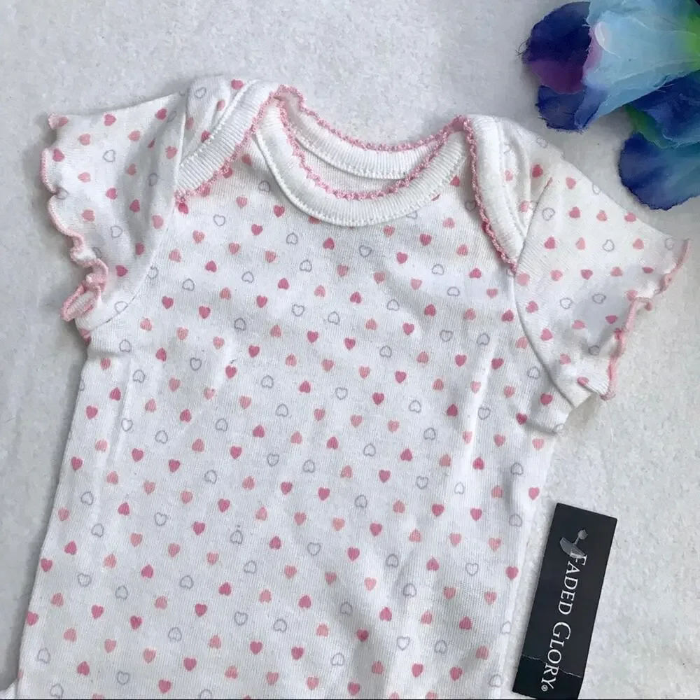 Faded Glory NWT Set of 3 Bodysuit for Girls NB